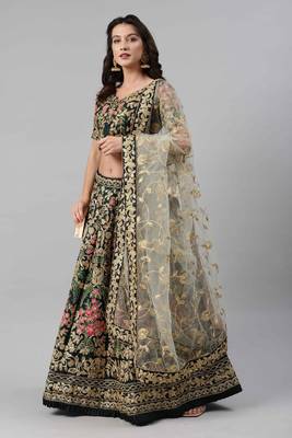 SHUBHKALA Heavy Embroidered Work UNSTITCHED LEHENGA Choli WITH BLOUSE 3