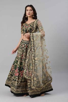 SHUBHKALA Heavy Embroidered Work UNSTITCHED LEHENGA Choli WITH BLOUSE 5