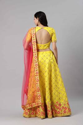 SHUBHKALA Yellow Heavy Embroidered Work UNSTITCHED LEHENGA Choli WITH BLOUSE 2