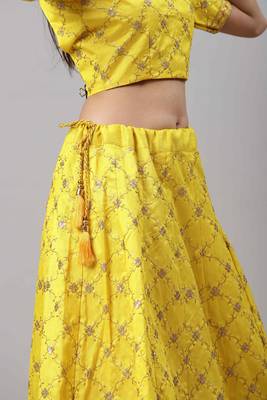 SHUBHKALA Yellow Heavy Embroidered Work UNSTITCHED LEHENGA Choli WITH BLOUSE 4
