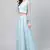 SHUBHKALA SKY-BLUE EMBROIDERED NET SEMI STITCHED LEHENGA
