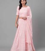 SHUBHKALA BABY-PINK SEQUENCE embroidered GEORGET SEMI STITCHED LEHENGA