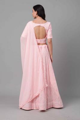 SHUBHKALA BABY-PINK SEQUENCE embroidered GEORGET SEMI STITCHED LEHENGA 2