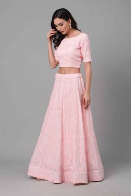 SHUBHKALA BABY-PINK SEQUENCE embroidered GEORGET SEMI STITCHED LEHENGA 3