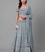 SHUBHKALA SKY-BLUE SEQUENCE embroidered GEORGET SEMI STITCHED LEHENGA