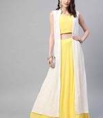 SHUBHKALA YELLOW THREAD embroidered GEORGETTE SEMI STITCHED LEHENGA WLLH KOTI