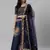 SHUBHKALA NAVY-BLUE EMBROIDERED ART SILK SEMI STITCHED LEHENGA WITH DUPATTA