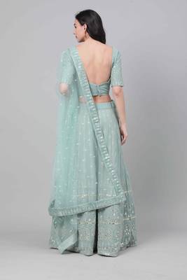 SHUBHKALA light-green georgette embroidered   Choli Blouse with   Lehenga Ghagra with    Dupatta 2