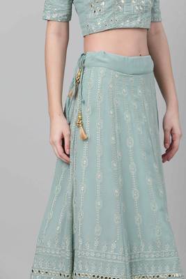 SHUBHKALA light-green georgette embroidered   Choli Blouse with   Lehenga Ghagra with    Dupatta 4