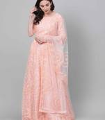 SHUBHKALA peach net embroidered   Choli Blouse with   Lehenga Ghagra with    Dupatta