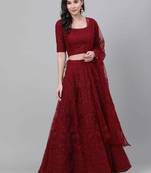 SHUBHKALA maroon net embroidered   Choli Blouse with   Lehenga Ghagra with    Dupatta