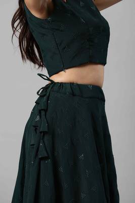 SHUBHKALA dark-green georgette embroidered   Choli Blouse with   Lehenga Ghagra with    Dupatta 4