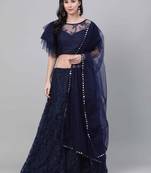 SHUBHKALA navy-blue net embroidered   Choli Blouse with   Lehenga Ghagra with    Dupatta