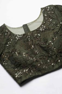 SHUBHKALA olive net embroidered   Choli Blouse with   Lehenga Ghagra with    Dupatta 5