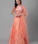 SHUBHKALA orange net embroidered   Choli Blouse with   Lehenga Ghagra with    Dupatta