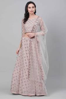 SHUBHKALA purple net embroidered   Choli Blouse with   Lehenga Ghagra with    Dupatta