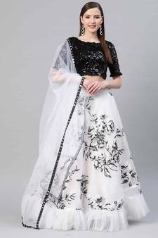 SHUBHKALA white organza embroidered   Choli Blouse with   Lehenga Ghagra with    Dupatta