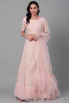 SHUBHKALA peach net embroidered   Choli Blouse with   Lehenga Ghagra with    Dupatta