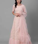 SHUBHKALA peach net embroidered   Choli Blouse with   Lehenga Ghagra with    Dupatta