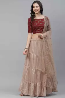 SHUBHKALA grey cotton printed   Choli Blouse with   Lehenga Ghagra with    Dupatta