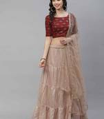 SHUBHKALA grey cotton printed   Choli Blouse with   Lehenga Ghagra with    Dupatta