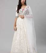 SHUBHKALA white georgette brasso   Choli Blouse with   Lehenga Ghagra with    Dupatta