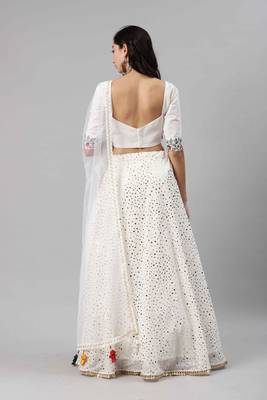 SHUBHKALA white georgette brasso   Choli Blouse with   Lehenga Ghagra with    Dupatta 2