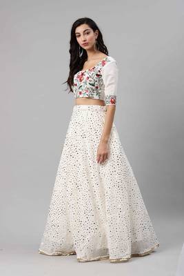 SHUBHKALA white georgette brasso   Choli Blouse with   Lehenga Ghagra with    Dupatta 3