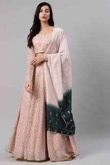 SHUBHKALA light-pink georgette brasso   Choli Blouse with   Lehenga Ghagra with    Dupatta
