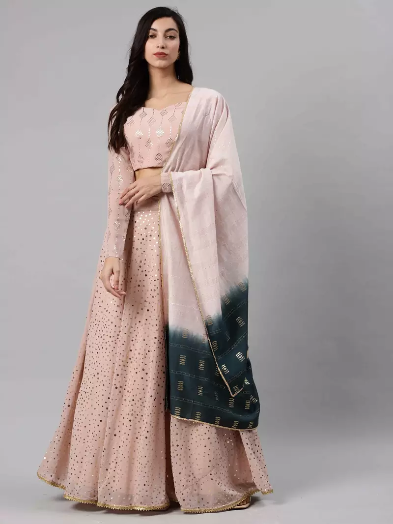 SHUBHKALA light-pink georgette brasso   Choli Blouse with   Lehenga Ghagra with    Dupatta
