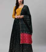 SHUBHKALA dark-green georgette brasso   Choli Blouse with   Lehenga Ghagra with    Dupatta