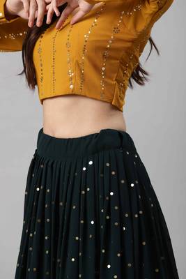 SHUBHKALA dark-green georgette brasso   Choli Blouse with   Lehenga Ghagra with    Dupatta 4