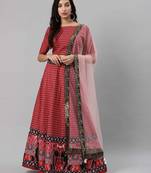 SHUBHKALA red art_silk printed   Choli Blouse with   Lehenga Ghagra with    Dupatta