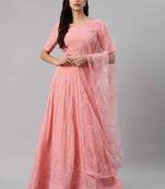 SHUBHKALA pink georgette embroidered   Choli Blouse with   Lehenga Ghagra with    Dupatta