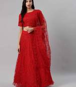 SHUBHKALA red net embroidered   Choli Blouse with   Lehenga Ghagra with    Dupatta