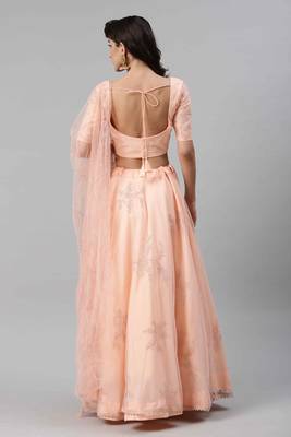 SHUBHKALA peach net embroidered   Choli Blouse with   Lehenga Ghagra with    Dupatta 2