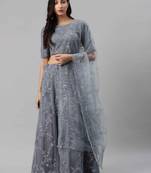 SHUBHKALA grey net embroidered   Choli Blouse with   Lehenga Ghagra with    Dupatta