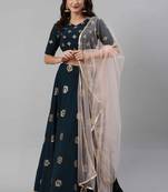 SHUBHKALA teal-blue georgette embroidered   Choli Blouse with   Lehenga Ghagra with    Dupatta