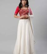 SHUBHKALA white georgette brasso   Choli Blouse with   Lehenga Ghagra with    Dupatta