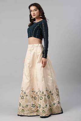 SHUBHKALA beige art_silk embroidered   Choli Blouse with   Lehenga Ghagra with    Dupatta 3