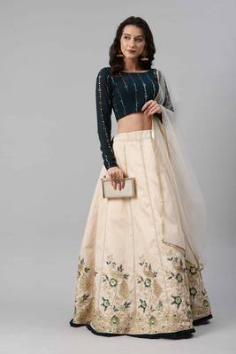 SHUBHKALA beige art_silk embroidered   Choli Blouse with   Lehenga Ghagra with    Dupatta 5