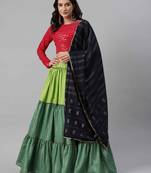 SHUBHKALA green cotton embroidered   Choli Blouse with   Lehenga Ghagra with    Dupatta