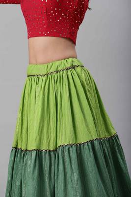 SHUBHKALA green cotton embroidered   Choli Blouse with   Lehenga Ghagra with    Dupatta 4