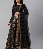 SHUBHKALA black silk printed   Choli Blouse with   Lehenga Ghagra with    Dupatta