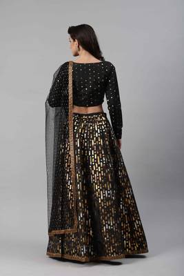 SHUBHKALA black silk printed   Choli Blouse with   Lehenga Ghagra with    Dupatta 2