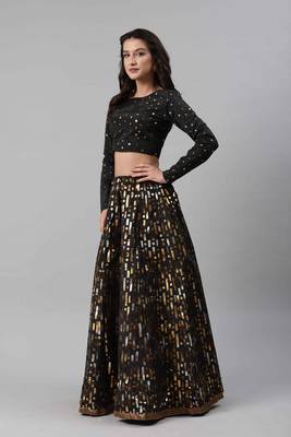 SHUBHKALA black silk printed   Choli Blouse with   Lehenga Ghagra with    Dupatta 3