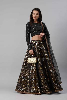 SHUBHKALA black silk printed   Choli Blouse with   Lehenga Ghagra with    Dupatta 5