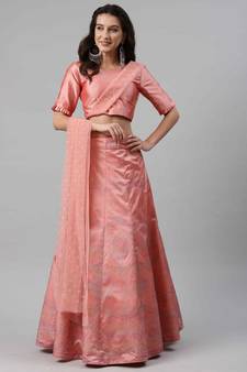 SHUBHKALA pink silk printed   Choli Blouse with   Lehenga Ghagra with    Dupatta