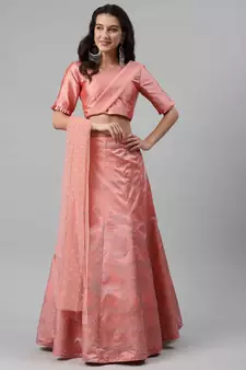 SHUBHKALA pink silk printed   Choli Blouse with   Lehenga Ghagra with    Dupatta