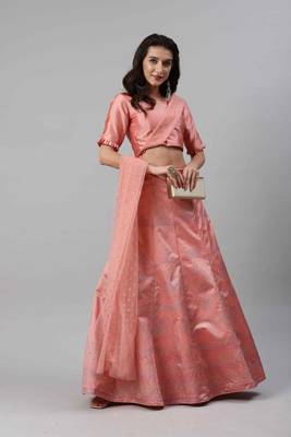 SHUBHKALA pink silk printed   Choli Blouse with   Lehenga Ghagra with    Dupatta 6
